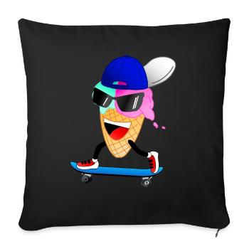 Glace patineuse drôle - Housse de coussin décorative 45 x 45 cm - noir - Devant