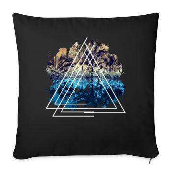 Cadeau de forme triangulaire de paysage de vacances - Housse de coussin décorative 45 x 45 cm - noir - Devant
