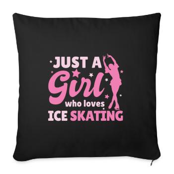 Filles de patinage sur glace sports d'hiver - Housse de coussin décorative 45 x 45 cm - noir - Devant