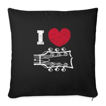 Cadeau de groupe de rock musicien guitariste guitare - Housse de coussin décorative 45 x 45 cm - noir - Devant