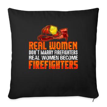 Firefighters woman fire rescue heroine fire protection - Sofa pillowcase 17,3'' x 17,3'' (45 x 45 cm) - black - Front
