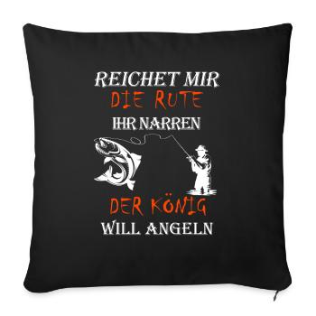 Fishing rod - Sofa pillowcase 17,3'' x 17,3'' (45 x 45 cm) - black - Front