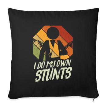 Je fais mes propres cascades accident de sport - Housse de coussin décorative 45 x 45 cm - noir - Devant