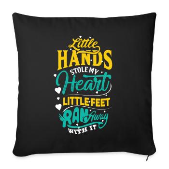 Lustiger Schriftzug für werdende Eltern - Sofakissenbezug 45 x 45 cm - Schwarz - Vorne