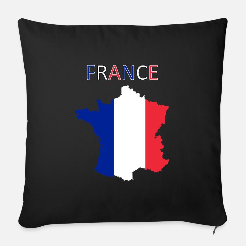 Frankreich Flagge - Kunstdesign - Sofakissenbezug 45 x 45 cm - Schwarz