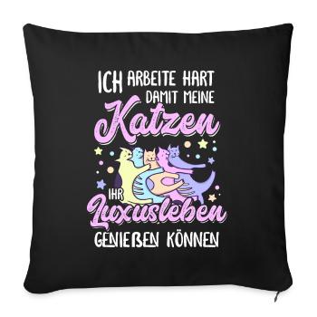 Katzenmama Katzen Spruch Katzenliebhaber Geschenk - Sofakissenbezug 45 x 45 cm - Schwarz - Vorne