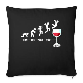 Vin de la semaine vendredi week-end Vin cool Cadeau - Housse de coussin décorative 45 x 45 cm - noir - Devant
