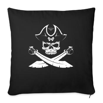 Pirat Totenkopf Freibeuter Kapitän Fun Geschenk - Sofakissenbezug 45 x 45 cm - Schwarz - Vorne