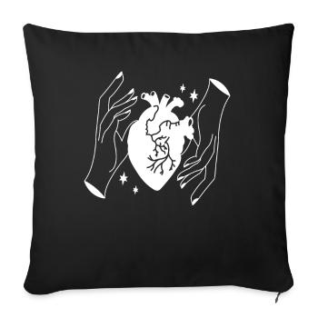 Drôle mon coeur dans vos mains idée cadeau cool - Housse de coussin décorative 45 x 45 cm - noir - Devant