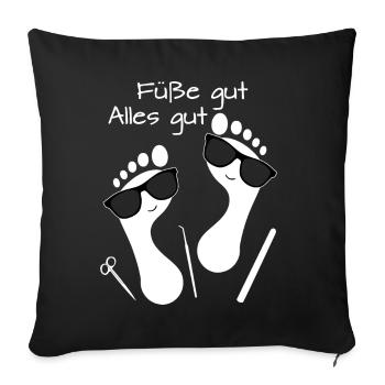 Fußpflege Pediküre Podologe Nagelstudio Geschenk - Sofakissenbezug 45 x 45 cm - Schwarz - Vorne