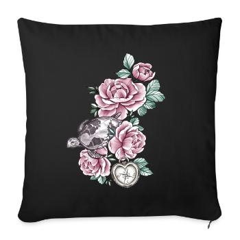 Turtle Atlantic Vintage Roses Compass Heart - Sofa pillowcase 17,3'' x 17,3'' (45 x 45 cm) - black - Front