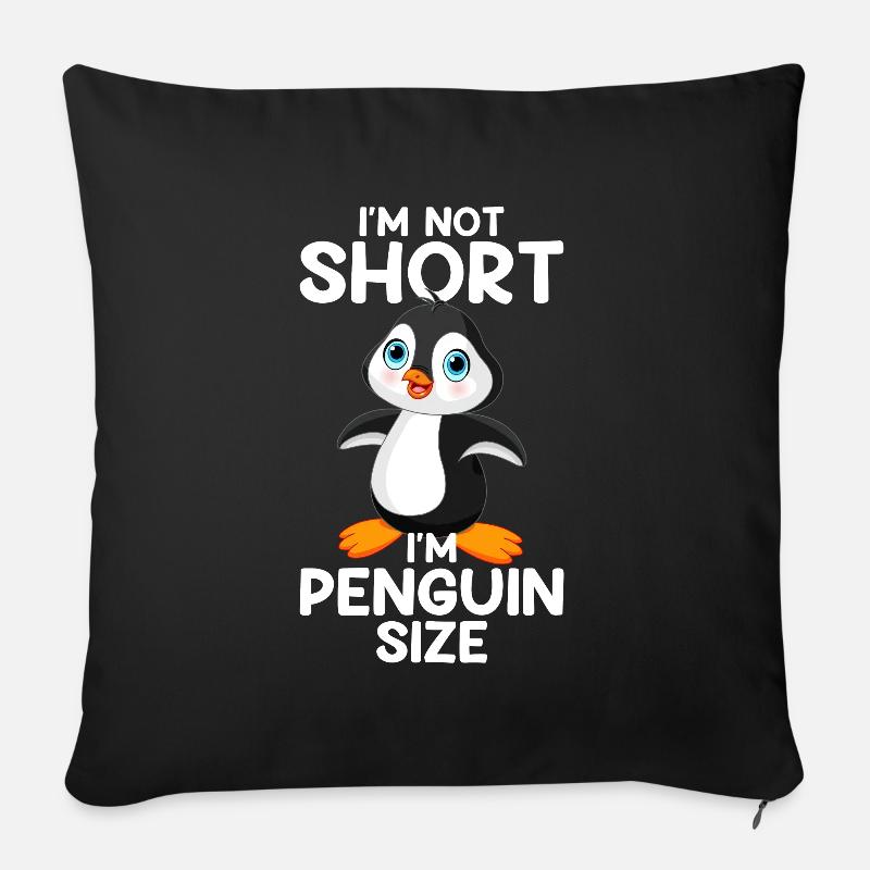 Ich bin nicht klein Ich bin Pinguin Größe, Pinguin - Sofakissenbezug 45 x 45 cm - Schwarz