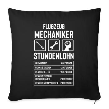 Flugzeugmechaniker Geschenkidee - Sofakissenbezug 45 x 45 cm - Schwarz - Vorne