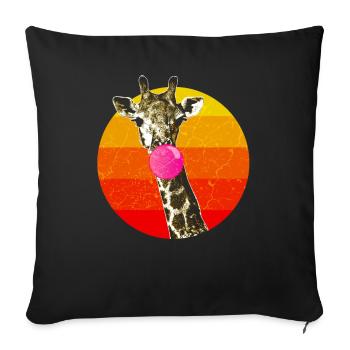Girafe, à, bubble-gum, girafe, animal - Housse de coussin décorative 45 x 45 cm - noir - Devant