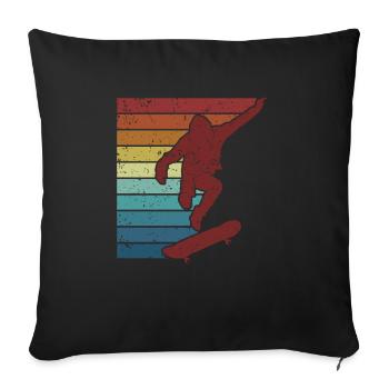 Skateur Skateboarder Retro Skateboard Skating - Housse de coussin décorative 45 x 45 cm - noir - Devant