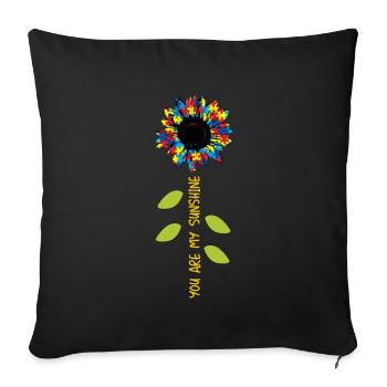 Tu es mon rayon de soleil - Autisme de tournesol - Housse de coussin décorative 45 x 45 cm - noir - Devant