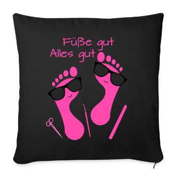 Fußpflege Pediküre Podologe Nagelstudio Geschenk - Sofakissenbezug 45 x 45 cm - Schwarz - Vorne