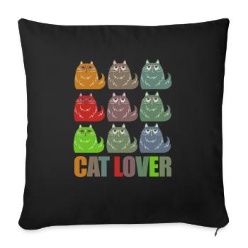 Amoureux des chats Amoureux des chats - Housse de coussin décorative 45 x 45 cm - noir - Devant