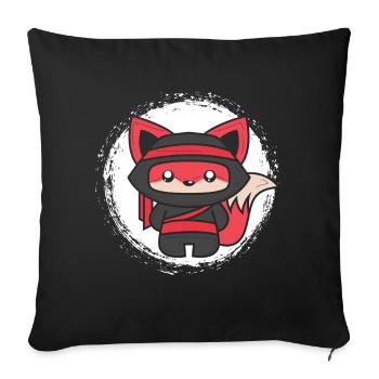 Cadeau renard ninja pour renards Shinobi et ninjas - Housse de coussin décorative 45 x 45 cm - noir - Devant