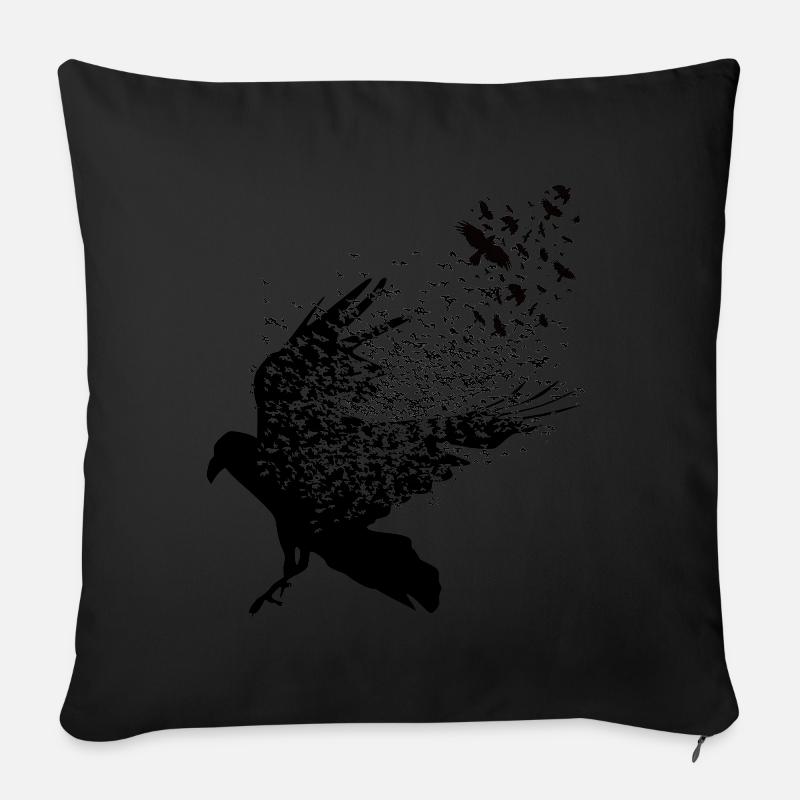 Wikinger - Walhalla Raben Grafik - Sofakissenbezug 45 x 45 cm - Schwarz