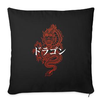 Dragon with Japanese characters Kanji - Sofa pillowcase 17,3'' x 17,3'' (45 x 45 cm) - black - Front