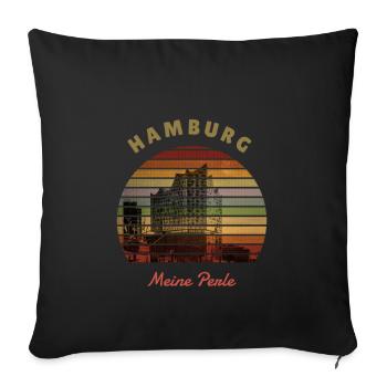 Vintage Hamburg Heimat Meine Perle - Sofakissenbezug 45 x 45 cm - Schwarz - Vorne