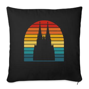 Cathédrale de Cologne Retro Vintage Kölsch Kölner - Housse de coussin décorative 45 x 45 cm - noir - Devant