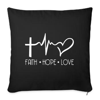 Glaube Hoffnung Liebe Heiliger Christlicher Glaube - Sofakissenbezug 45 x 45 cm - Schwarz - Vorne
