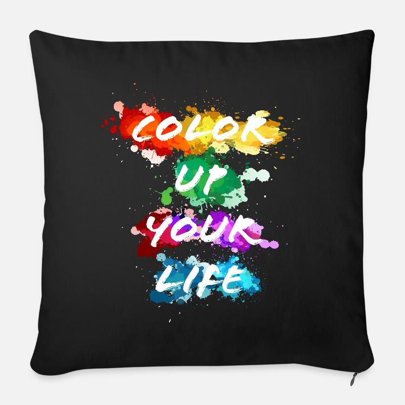 Colorez votre vie - devise - Housse de coussin décorative 45 x 45 cm - noir