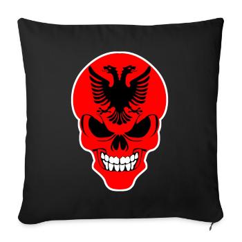 Albania - grim Albanian skull - Sofa pillowcase 17,3'' x 17,3'' (45 x 45 cm) - black - Front