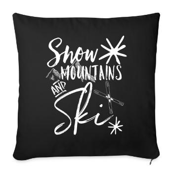 Ski mountain snow - Sofa pillowcase 17,3'' x 17,3'' (45 x 45 cm) - black - Front