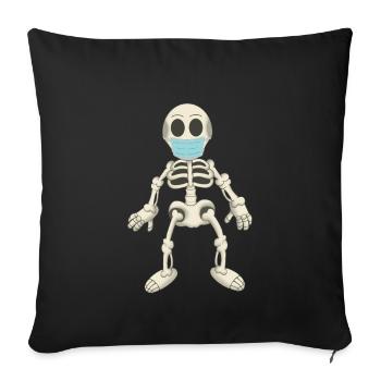 Skeleton with mask - virus - Sofa pillowcase 17,3'' x 17,3'' (45 x 45 cm) - black - Front