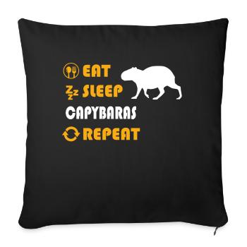 Eat. Sleep. Capybaras. Repeat. - Sofa pillowcase 17,3'' x 17,3'' (45 x 45 cm) - black - Front