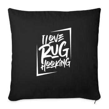 I love rug crochet gift crochet woman rug - Sofa pillowcase 17,3'' x 17,3'' (45 x 45 cm) - black - Front