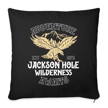 Jackson Hole T Shirt Eagle Wyoming Park Aventure - Housse de coussin décorative 45 x 45 cm - noir - Devant