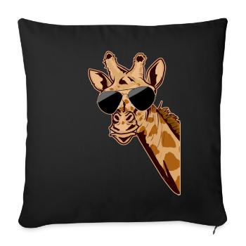 Angry giraffe safari africa savanna zoo keeper zoo - Sofa pillowcase 17,3'' x 17,3'' (45 x 45 cm) - black - Front