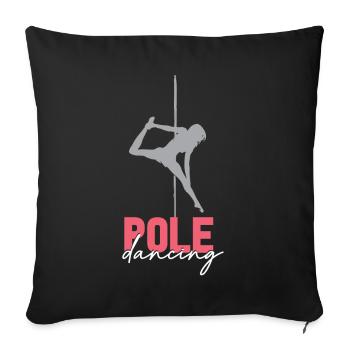 pole dance, pole, danse, fitness, idée cadeau, po - Housse de coussin décorative 45 x 45 cm - noir - Devant
