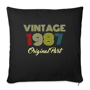 Vintage 1987 Original partie hommes femmes 33 anniversaire - Housse de coussin décorative 45 x 45 cm - noir - Devant