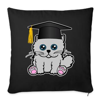 Bachelor Master Degree Degree in Cat Puss - Sofa pillowcase 17,3'' x 17,3'' (45 x 45 cm) - black - Front
