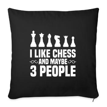 Idée cadeau J’aime les échecs et peut-être 3 personnes - Housse de coussin décorative 45 x 45 cm - noir - Devant