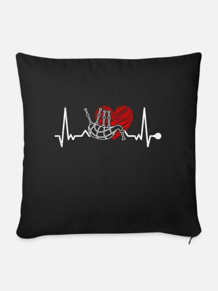 Dudelsack Herzschlag Puls EKG Dudelsackspieler Sac - Sofakissenbezug 45 x 45 cm - Schwarz