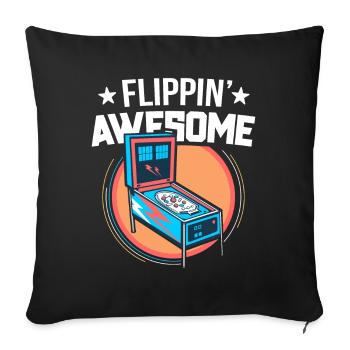 Pinball Shirt For Men Flippin' Awesome Flipping - Sofa pillowcase 17,3'' x 17,3'' (45 x 45 cm) - black - Front