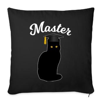 Master Study Cat Funny Degree Gift - Sofa pillowcase 17,3'' x 17,3'' (45 x 45 cm) - black - Front