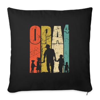 Grandpa to the power of 4 fourfold grandpa-grandpa gift - Sofa pillowcase 17,3'' x 17,3'' (45 x 45 cm) - black - Front
