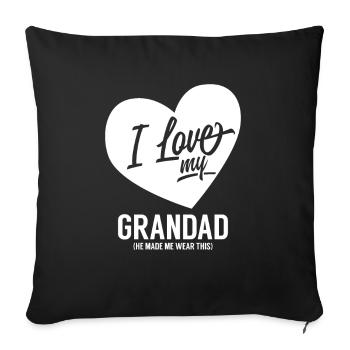 J'aime mon grand-père, meilleur grand-père, grand-père - Housse de coussin décorative 45 x 45 cm - noir - Devant