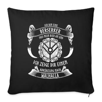 Wikinger und Bier - lustiger Berserker - Sofakissenbezug 45 x 45 cm - Schwarz - Vorne