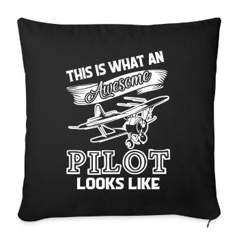 Pilot Awesome Pilot ressemble à - Housse de coussin décorative 45 x 45 cm - noir - Devant