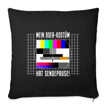 90er Jahre Kostüm Sendepause Testbild 90s Party - Sofakissenbezug 45 x 45 cm - Schwarz - Vorne