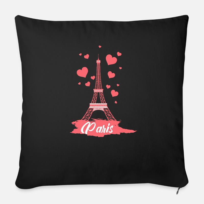 J'adore Paris Tour Eiffel Amour Bonjour - Housse de coussin décorative 45 x 45 cm - noir