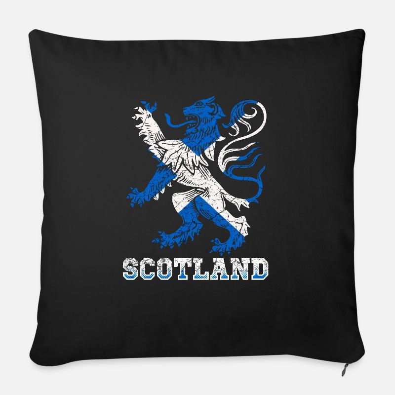 Drapeau de l'Écosse Armoiries écossaises Écossais - Housse de coussin décorative 45 x 45 cm - noir